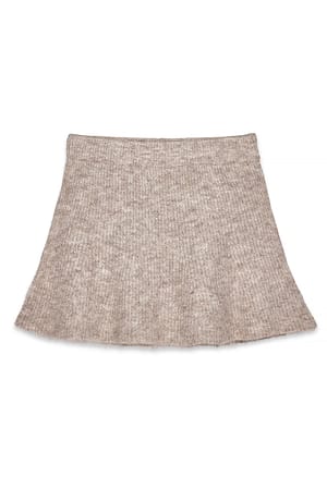 Brown Knitted Flowy Mini Skirt