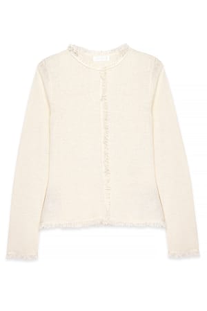 Offwhite Stricktop mit Fransendetail