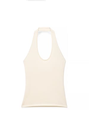 Offwhite Stickad topp med halterneck