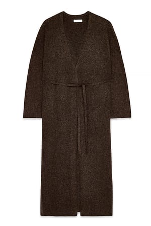 Brown Knitted Maxi Cardigan