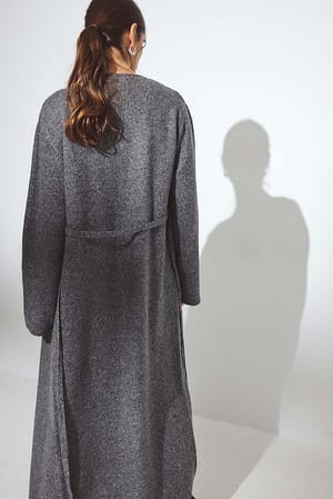 Grey Melange Strikket maxicardigan