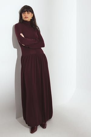 Wine Strick-Maxikleid