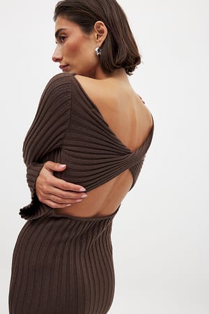 Brown Robe mi-longue en maille