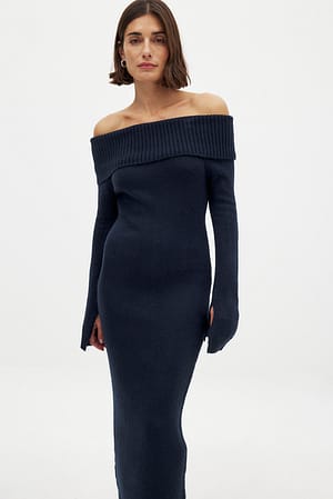 Navy Robe mi-longue en maille