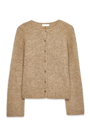 Beige Knitted Mohair Blend Cardigan