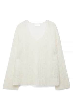 Offwhite Knitted Mohair Blend Sweater