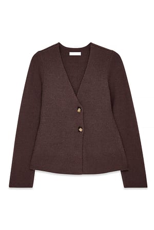 Brown Gestrickte Strickjacke mit überlappendem Schnitt