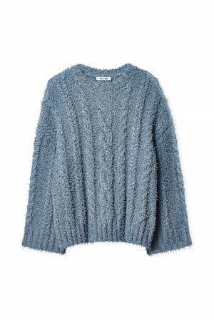 Blue Kabelgebreide oversized trui