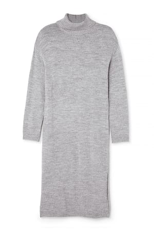 Grey Knitted Oversized Midi Dress