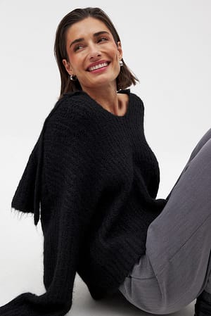 Black Oversized strikkegenser