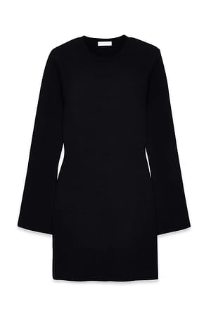 Black Strick-Minikleid mit gepolsterten Schultern