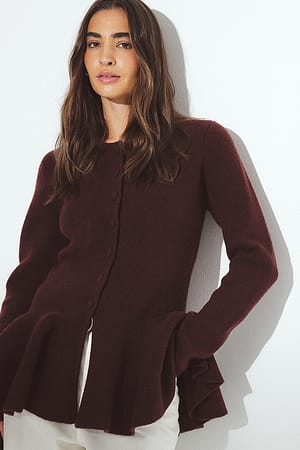 Red Strick-Cardigan mit Peplum