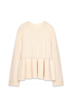 Offwhite Stickad tröja med peplum