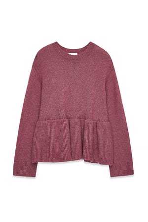 Berry Knitted Peplum Sweater