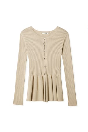 Beige Stickad peplumtopp
