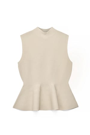 Beige Gebreide peplum top