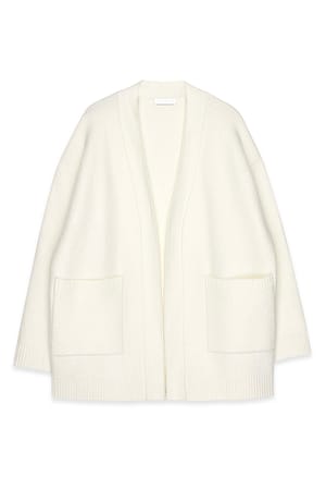 White Knitted Pocket Cardigan