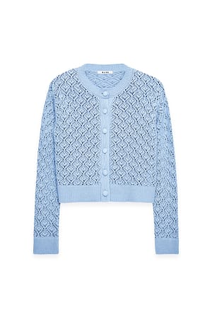 Light Blue Knitted Pointelle Cardigan