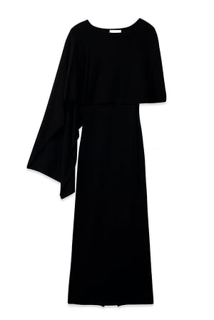 Black Knitted Poncho Midi Dress