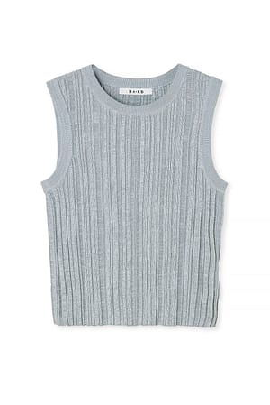 Grey Ribbstickad topp utan ärmar
