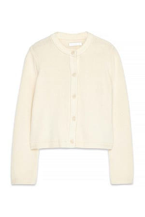 Offwhite Strickjacke mit Rundhalsausschnitt