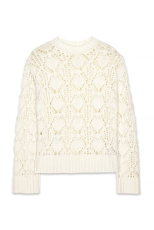 White Jersey de punto con cuello redondo