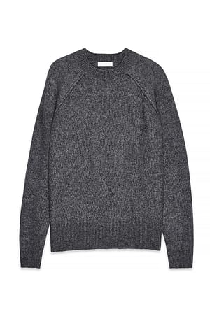 Mid Grey Strikket sweater i uldblanding med rund halsudskæring