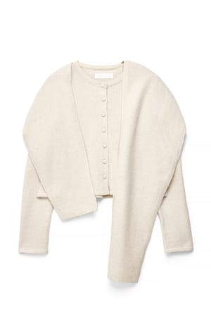 Cream Strikket cardigan med tørklædedetalje