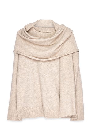 Beige Jersey de punto con detalle de bufanda