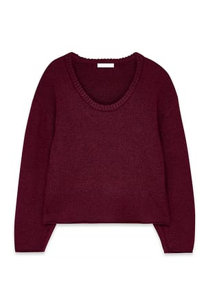 Burgundy Strickpullover mit U-Boot-Ausschnitt