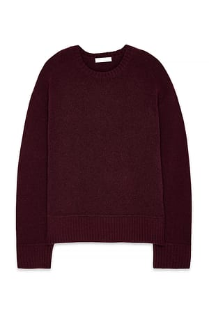 Burgundy Strickpullover aus Wollmischung mit Nahtdetail