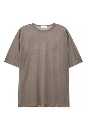 Brown Knitted Sheer Top