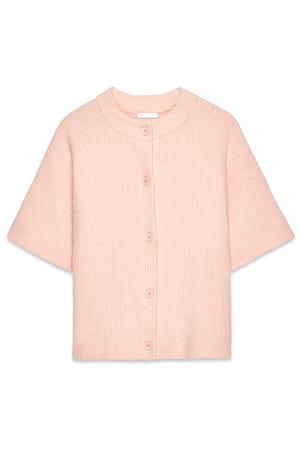 Pink Knitted Short Sleeve Cardigan
