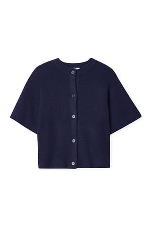 Navy Kortärmad stickad kofta