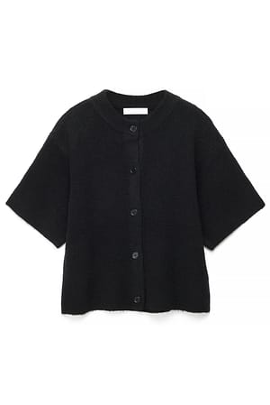 Black Knitted Short Sleeve Cardigan