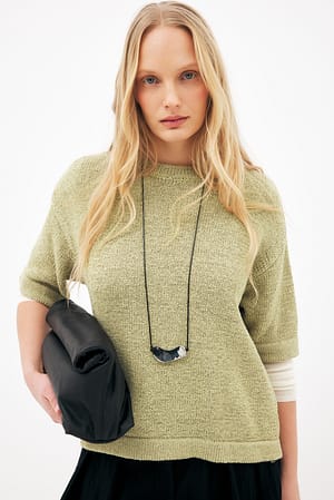 Light Green Pull en maille à manches courtes
