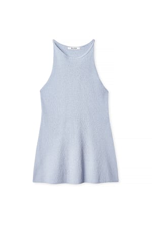 Light Blue Strikket topp uten ermer med splitt