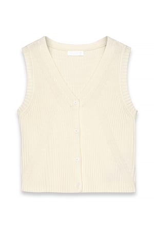Offwhite Knitted Sleeveless Top