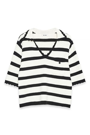 Black/White Stripe Knitted Striped Top
