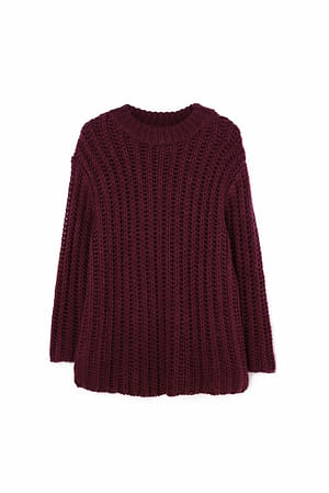 Dark Red Knitted Mini Dress