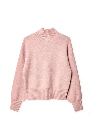 Dusty Pink Pull col roulé en maille