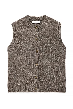 Brown Melange Strikket vest