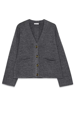 Mid Grey Mel Strick-Cardigan aus Wollmischung