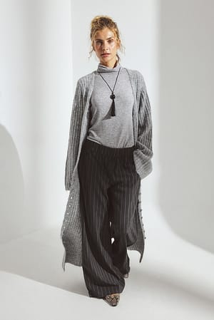 Grey Maxikleid-Strickjacke aus Wollmischung