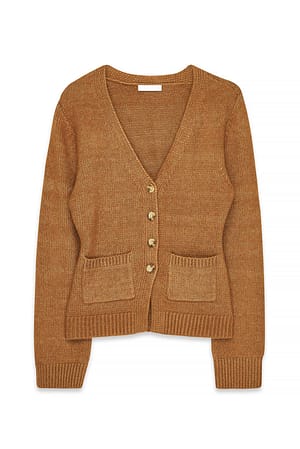 Camel taillierter Strick-Cardigan aus Wollmischung