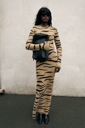 Zebra Vestido maxi de punto de mezcla de lana