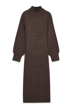 Brown skulpturales Midikleid aus Wollmischung