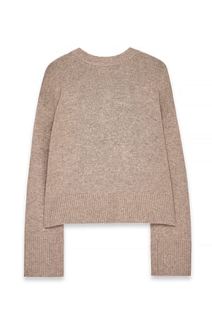 Beige Stickad tröja i ull