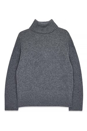 Dark Grey Knitted Wool Turtleneck Sweater