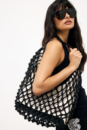 Black Knotted Detail Tote Bag
